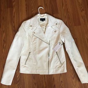 Forever 21 white leather jacket